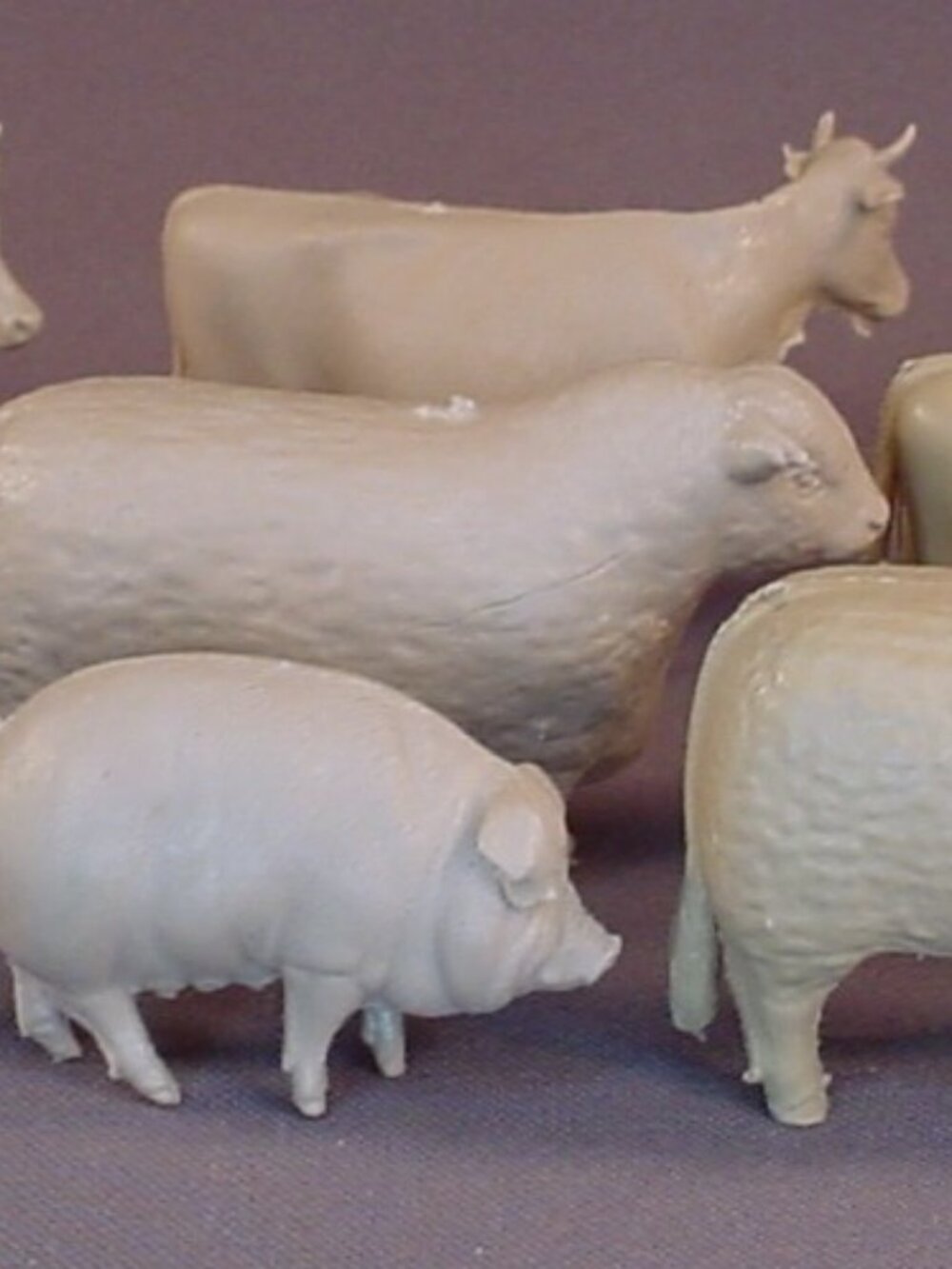 Marx Vintage Prize Livestock Farm Animals, Lot Of 8 Animals, Tan Color, 1950's